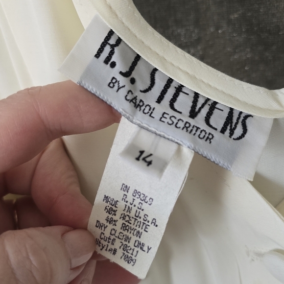 R.J Stevens Vintage 90s White Button Down Midi Sleeveless Swing Dress Size 14 - Picture 4 of 5